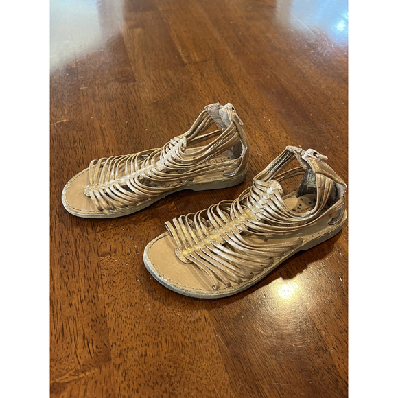 Gladiator‎ Sandals Strappy Metallic Gold Back Zipper Closure Size 10 - Picture 5 of 8